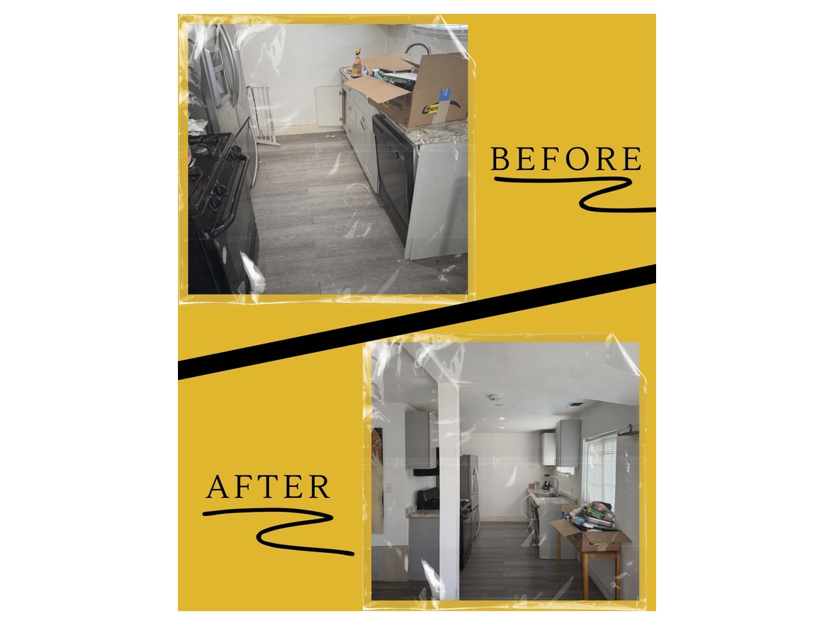Kitchen before and after cleaning